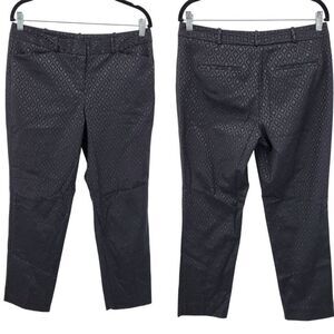 Vtg 90s Womens Black Cigarette Pants 8 Geometric Textured Ankle Stretch‎ Formal